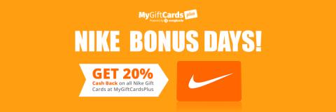 Get 20% Cash Back on Nike Gift Cards this Month!